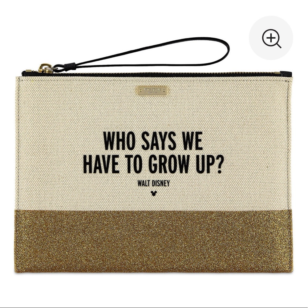 NWT Disney Kate Spade clutch/wristlet “who says we have to grow up” - Picture 1 of 2